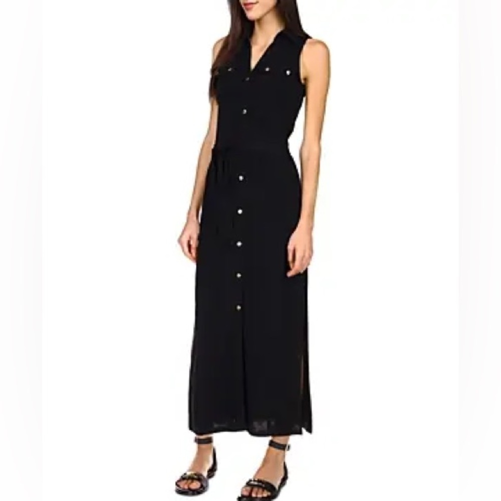Michael Kors Matte Jersey Maxi Shirtdress in Navy Blue Women’s Sz S